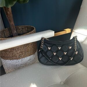 Juicy Couture Black Quilted Heart-Stud Shoulder Bag